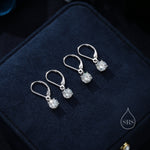 Clear CZ Lever Back Hoop in Sterling Silver, 2 Sizes Available, 6mm or 6.5mm, Minimalist Simple Crystal Leverback Hoop Earrings