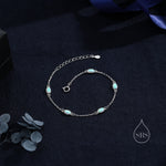 Delicate White Opal Oval Satellite Bracelet in Sterling Silver, Silver or Gold, Simulated Fire Opal Bracelet, Oval Opal Motif Bracelet