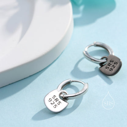 Schrodinger's Cat Asymmetric Huggie Hoop Earrings, Mismatched Black Cat Detachable Hoop Earrings in Sterling Silver, Black Rhodium Coated