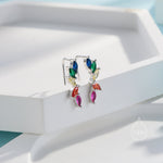 Rainbow Marquise CZ Cluster Crawler Earrings in Sterling Silver, Silver or Gold, Marquise CZ Cluster Crawler, Cluster Earrings
