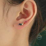 Rainbow Marquise CZ Cluster Crawler Earrings in Sterling Silver, Silver or Gold, Marquise CZ Cluster Crawler, Cluster Earrings