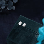 0.8Ct Radiant Cut Moissanite Diamond Stud Earrings in Sterling Silver, Radiant Cut Earrings, 4x6mm, Four Prong Set, Rectangular Moissanite