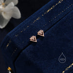 Tiny Double Triangle Stud Earrings in Sterling Silver, Silver or Gold or Rose Gold, Cut Out Triangle Jacket Earrings, Triangle CZ Earrings
