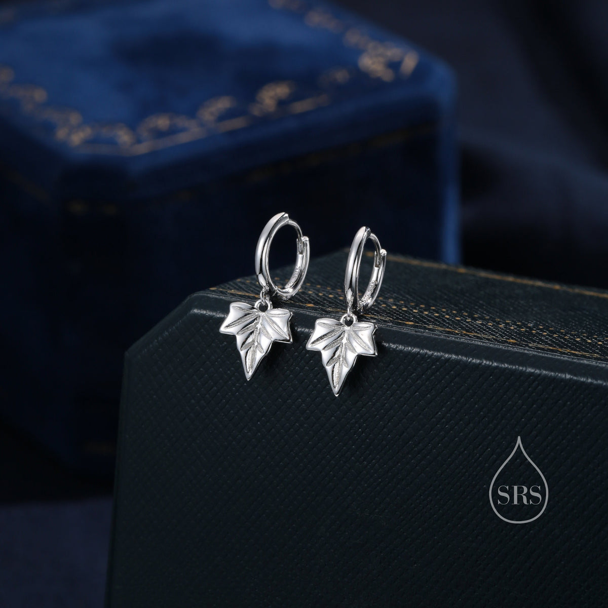 Sterling Silver Ivy Leaf Hoops Earrings, Silver or Gold or Rose Gold, Ivy Leaf Earrings, Leaf Earrings,
