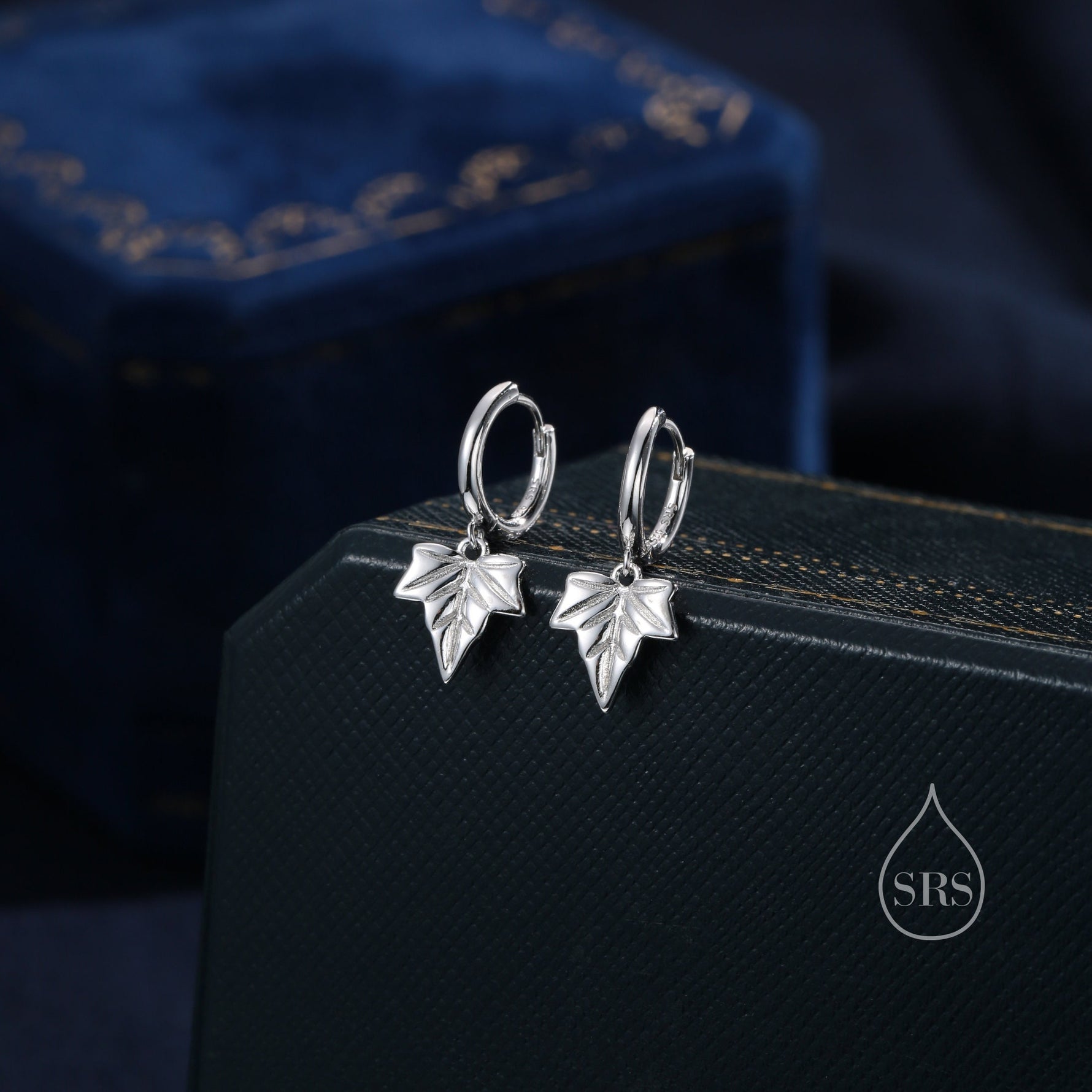 Sterling Silver Ivy Leaf Hoops Earrings, Silver or Gold or Rose Gold, Ivy Leaf Earrings, Leaf Earrings,