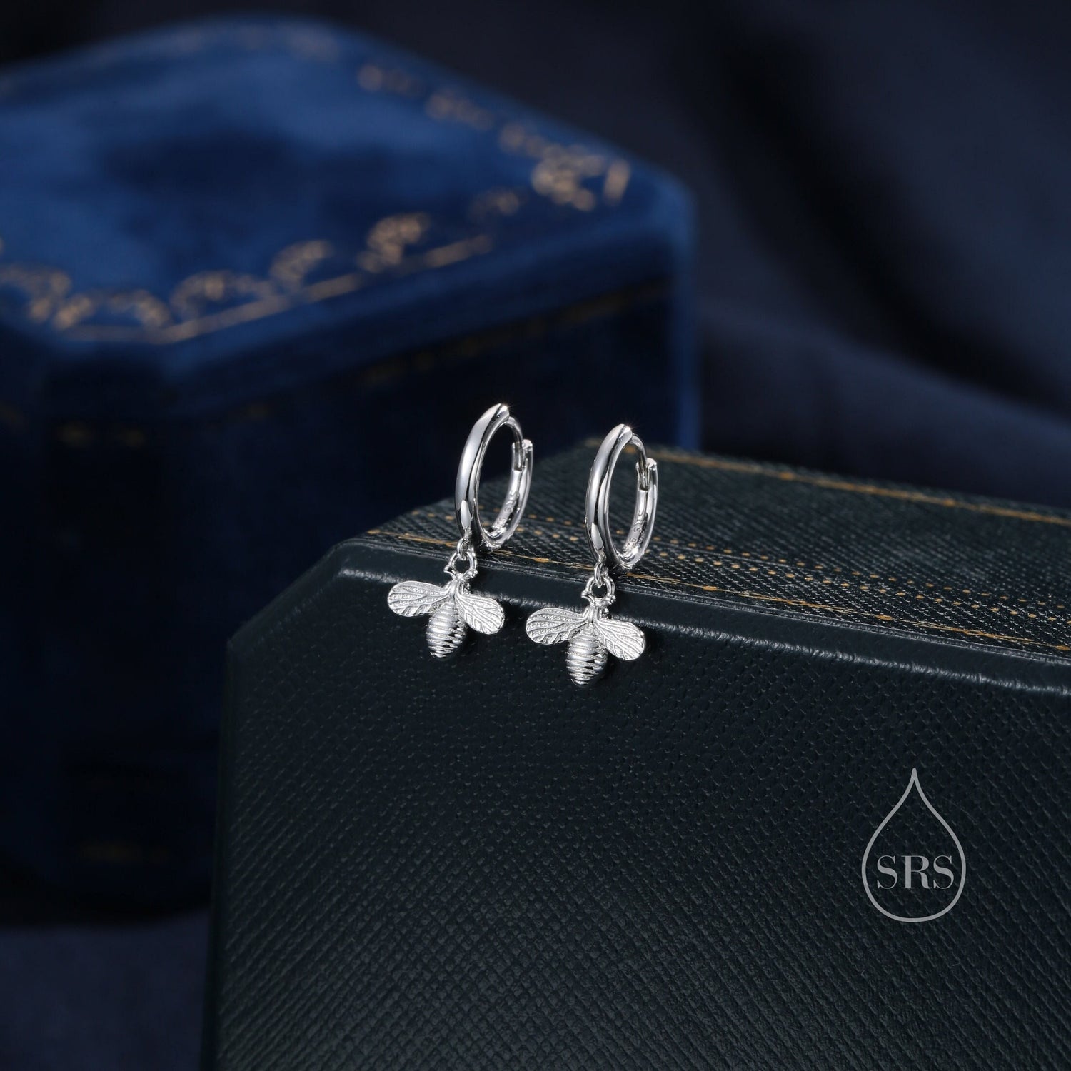 Dainty Sterling Silver Bumble Bee Huggie Hoops, Silver, Gold or Rose Gold, Honey Bee Hoop Earrings,
