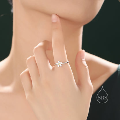 Sterling Silver Forget-Me-Not Ring, Adjustable Size, Minimalist Forget me not blossom ring, Daisy Flower Ring, Dainty and Delicate