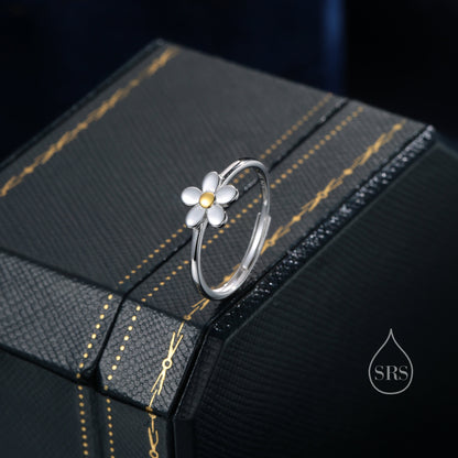 Sterling Silver Forget-Me-Not Ring, Adjustable Size, Minimalist Forget me not blossom ring, Daisy Flower Ring, Dainty and Delicate