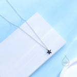 Tiny Black CZ Flower Necklace in Sterling Silver, Silver or Gold, CZ Flower Necklace, CZ Cluster Floral Necklace
