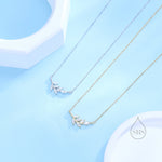Clear CZ Leaf Pendant Necklace in Sterling Silver, Silver or Gold, Olive Leaf Necklace, Olive Branch Necklace, Nature Inspired