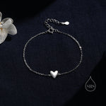 Tiny and Delicate Heart Bracelet in Sterling Silver, Silver or Gold or Rose Gold, Small Heart Bracelet, Silver Heart Bracelet