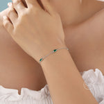 Emerald Green CZ Cluster Bracelet in Sterling Silver, Silver or Gold, Silver Green CZ Pear Cut Bracelet, Green CZ Cluster Bracelet