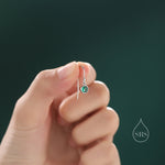 Tiny Emerald Green CZ Drop Earrings in Sterling Silver, Cubic Zirconia Hook Earrings, Silver, Gold or Rose Gold, Minimal Earrings