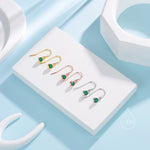 Tiny Emerald Green CZ Drop Earrings in Sterling Silver, Cubic Zirconia Hook Earrings, Silver, Gold or Rose Gold, Minimal Earrings