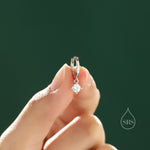 Tiny CZ Huggie Hoop in Sterling Silver, Silver or Gold or Rose Gold, Minimalist Simple Hoop Earrings, 4mm CZ Hoops