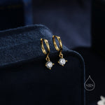 Tiny CZ Huggie Hoop in Sterling Silver, Silver or Gold or Rose Gold, Minimalist Simple Hoop Earrings, 4mm CZ Hoops
