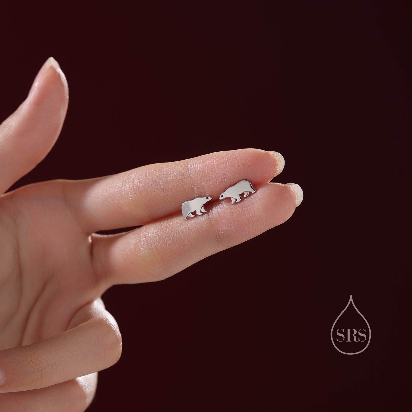 Sterling Silver Polar Bear Stud Earrings, Animal Earrings, Cute and Quirky