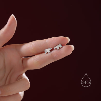 Sterling Silver Polar Bear Stud Earrings, Animal Earrings, Cute and Quirky