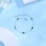 Emerald Green CZ Cluster Bracelet in Sterling Silver, Silver or Gold, Silver Green CZ Pear Cut Bracelet, Green CZ Cluster Bracelet
