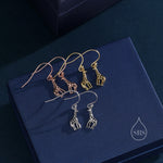 Giraffe Drop Hook Earrings in Sterling Silver, Silver or Gold or Rose Gold, Giraffe Dangle Earrings, Giraffe Drop Earrings