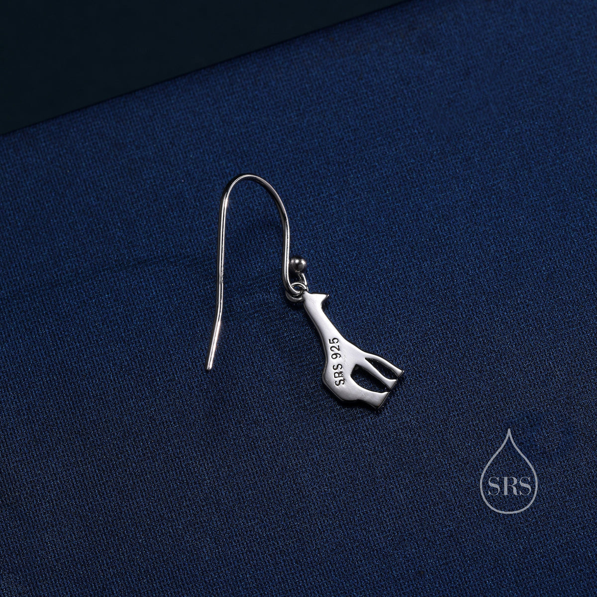 Giraffe Drop Hook Earrings in Sterling Silver, Silver or Gold or Rose Gold, Giraffe Dangle Earrings, Giraffe Drop Earrings