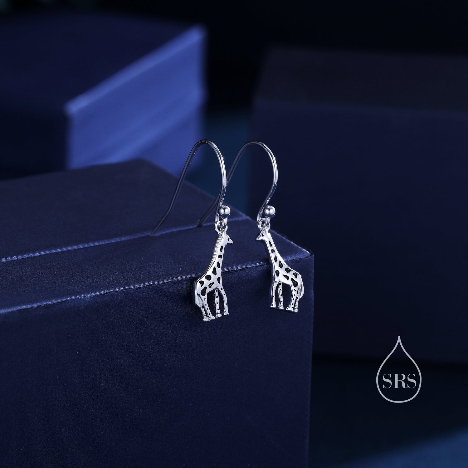 Giraffe Drop Hook Earrings in Sterling Silver, Silver or Gold or Rose Gold, Giraffe Dangle Earrings, Giraffe Drop Earrings