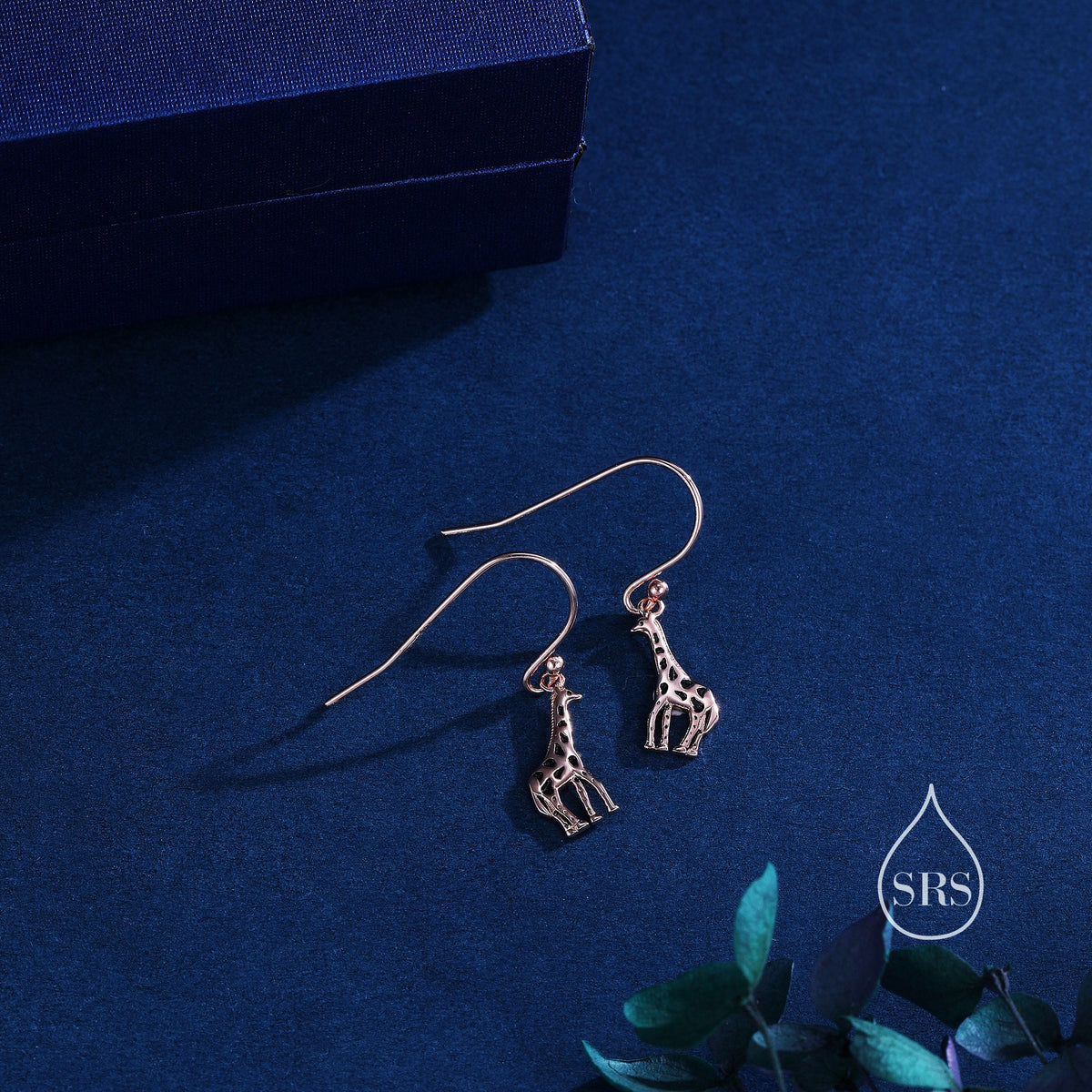 Giraffe Drop Hook Earrings in Sterling Silver, Silver or Gold or Rose Gold, Giraffe Dangle Earrings, Giraffe Drop Earrings