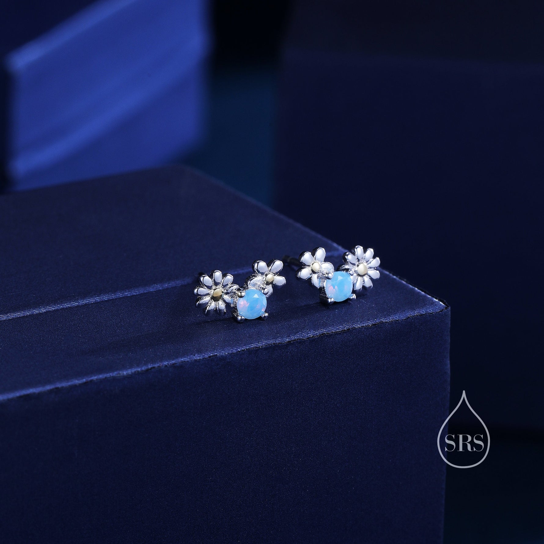 Tiny Forget Me Not Flower Bouquet CZ Stud Earrings in Sterling Silver, CZ Flower Cluster Stud Earrings