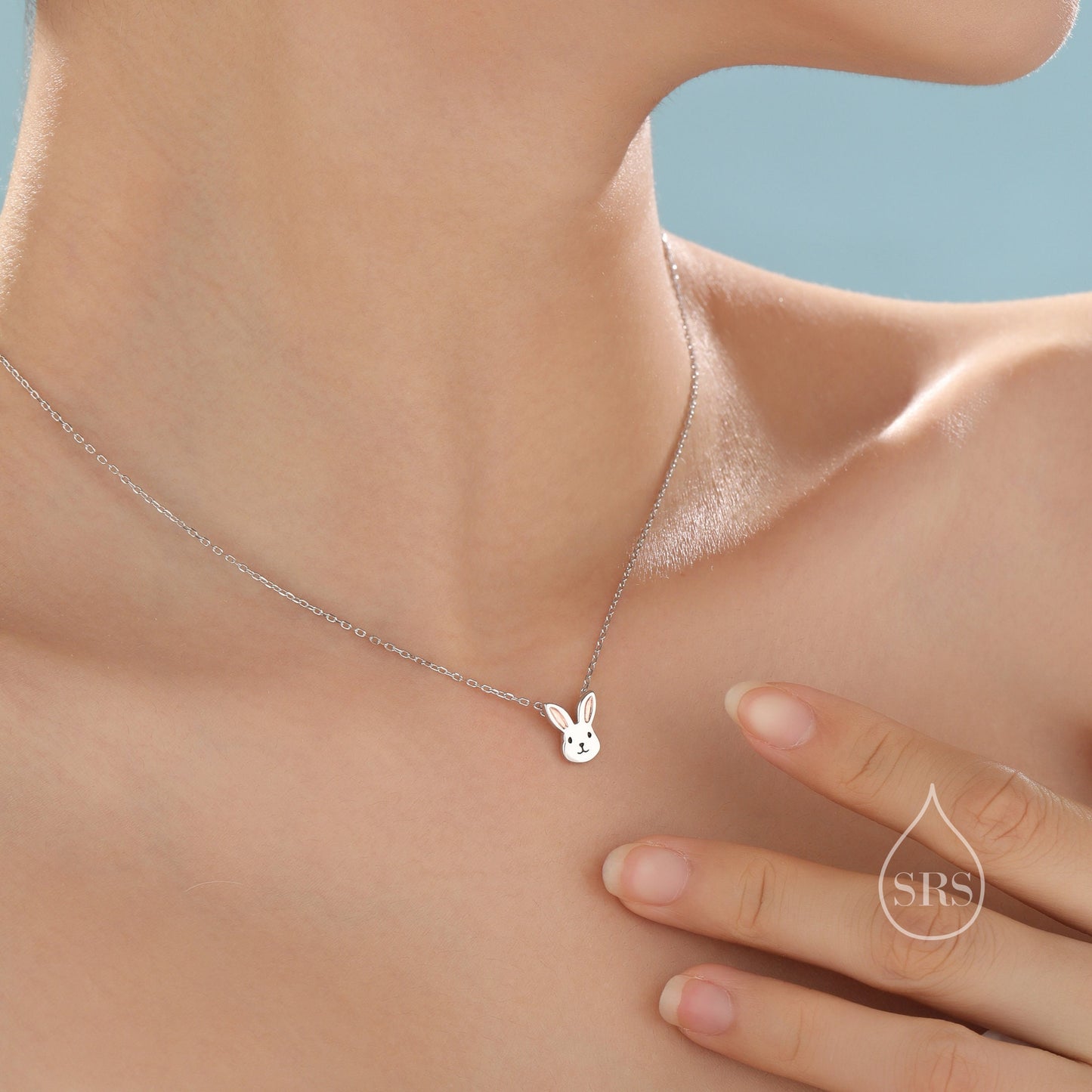 Tiny Little Rabbit Head Pendant Necklace in Sterling Silver, Silver Rabbit Necklace, Silver Hare Necklace, Silver Bunny Necklace