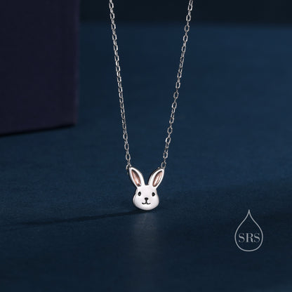 Tiny Little Rabbit Head Pendant Necklace in Sterling Silver, Silver Rabbit Necklace, Silver Hare Necklace, Silver Bunny Necklace
