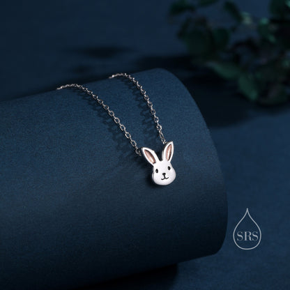Tiny Little Rabbit Head Pendant Necklace in Sterling Silver, Silver Rabbit Necklace, Silver Hare Necklace, Silver Bunny Necklace