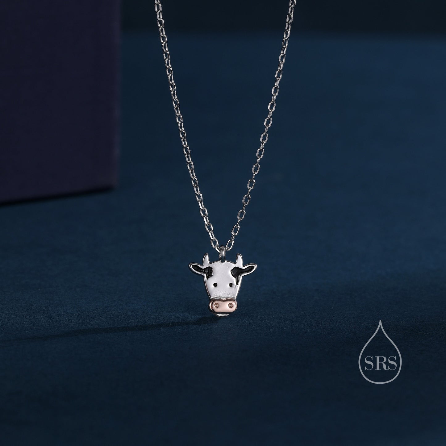 Tiny Dairy Cow Pendant Necklace in Sterling Silver, Dairy Cow Necklace, Farm Animal Necklace, Scottish-Inspired Jewellery