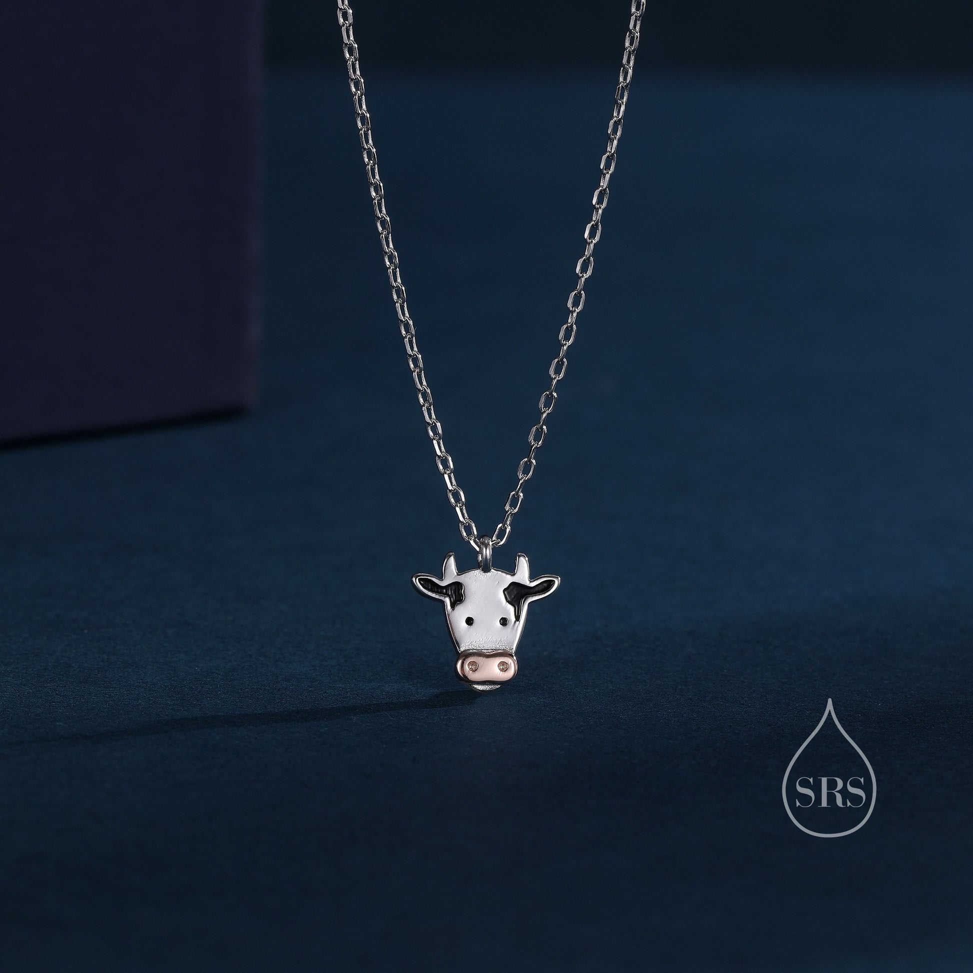 Tiny Dairy Cow Pendant Necklace in Sterling Silver, Dairy Cow Necklace, Farm Animal Necklace, Scottish-Inspired Jewellery