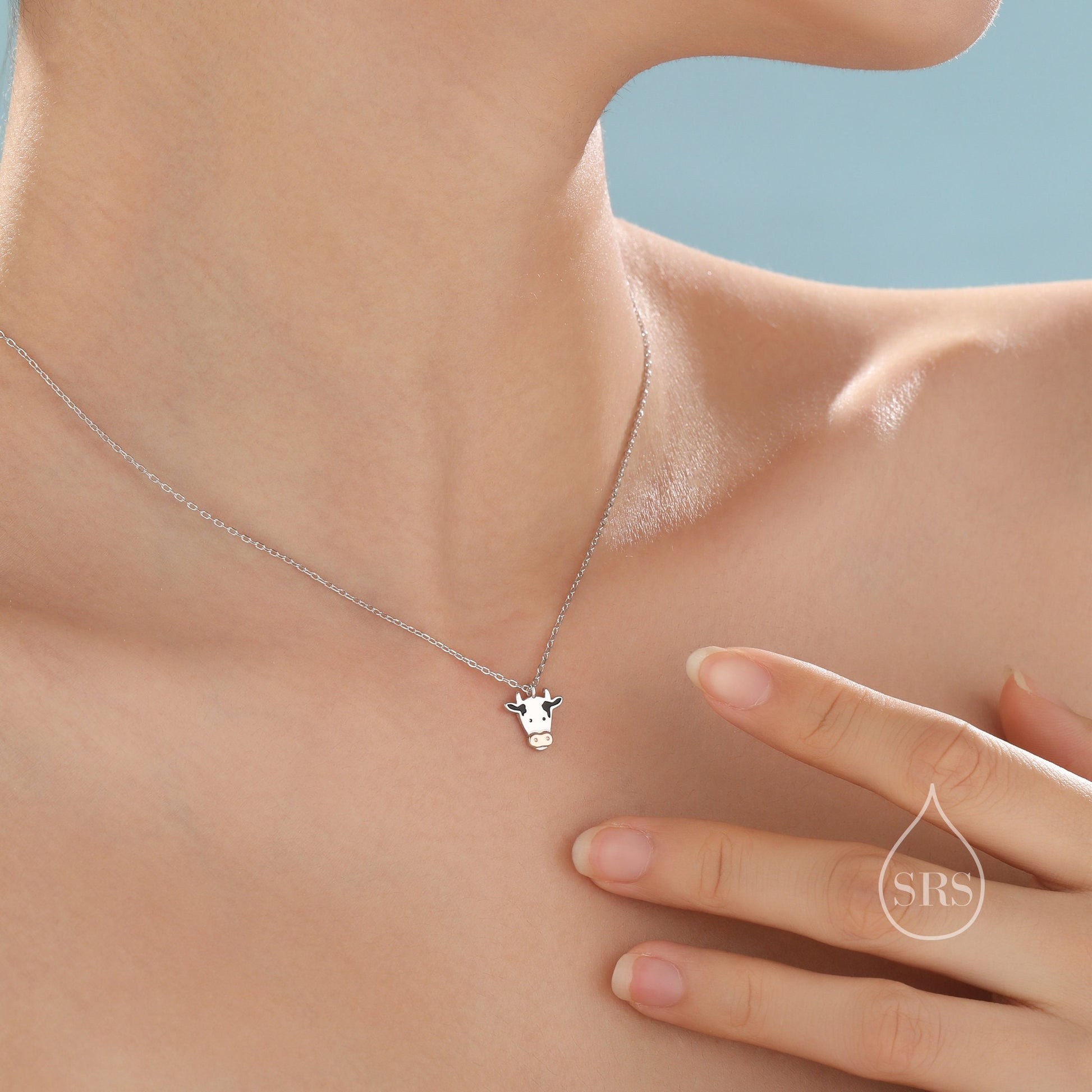 Tiny Dairy Cow Pendant Necklace in Sterling Silver, Dairy Cow Necklace, Farm Animal Necklace, Scottish-Inspired Jewellery