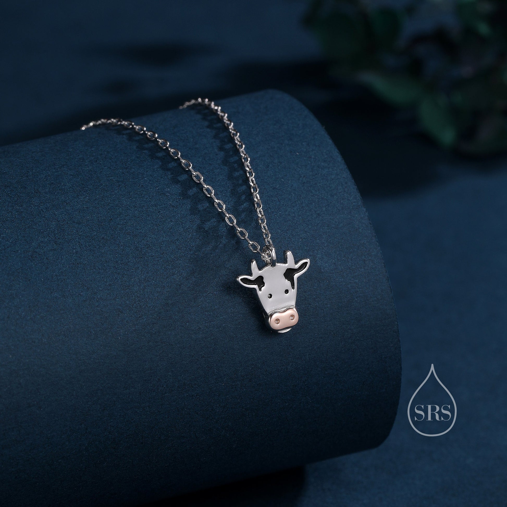 Tiny Dairy Cow Pendant Necklace in Sterling Silver, Dairy Cow Necklace, Farm Animal Necklace, Scottish-Inspired Jewellery