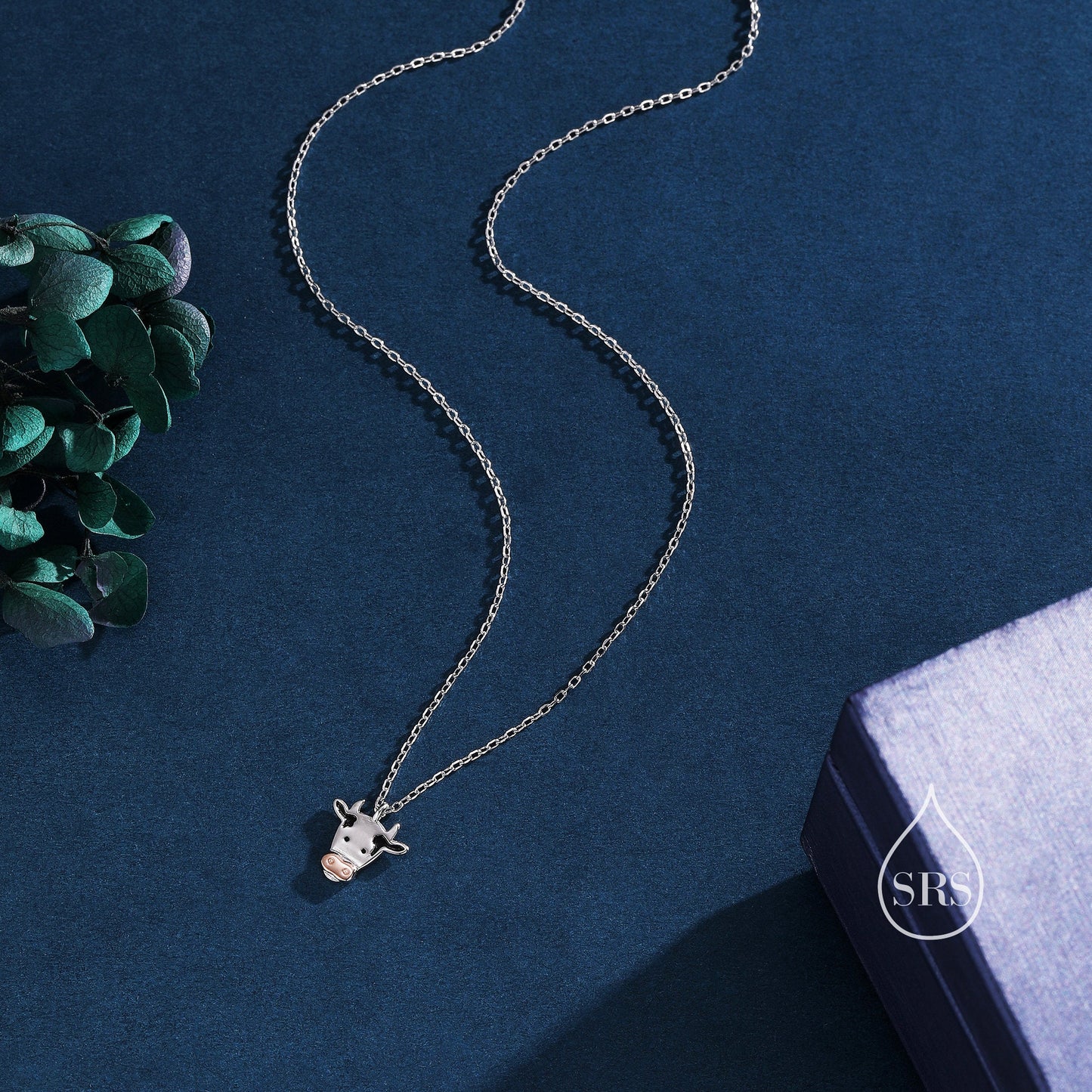 Tiny Dairy Cow Pendant Necklace in Sterling Silver, Dairy Cow Necklace, Farm Animal Necklace, Scottish-Inspired Jewellery