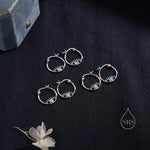 Moonstone Eye Hoop Earrings in Sterling Silver, Silver or Gold Evil Eye Hoops, Simulated Moonstone, Evil Eye Earrings, Eye Earrings