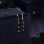 Dangle Chain Stud Earrings in Sterling Silver, Silver or Gold or Rose Gold, Long Paperclip Chain Earrings, Delicate Minimalist Chain Earring