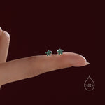 Emerald Green Flower CZ Screw Back Earrings in Sterling Silver, Forget Me Not Floral CZ Earrings, Silver or Gold, Flower CZ Earrings