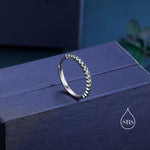 Sterling Silver Emerald Green Delicate CZ Bezel Ring, CZ Half Eternity Ring, Half Infinity Ring, Adjustable Sized Ring, Stacking Rings,