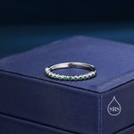 Sterling Silver Emerald Green Delicate CZ Bezel Ring, CZ Half Eternity Ring, Half Infinity Ring, Adjustable Sized Ring, Stacking Rings,