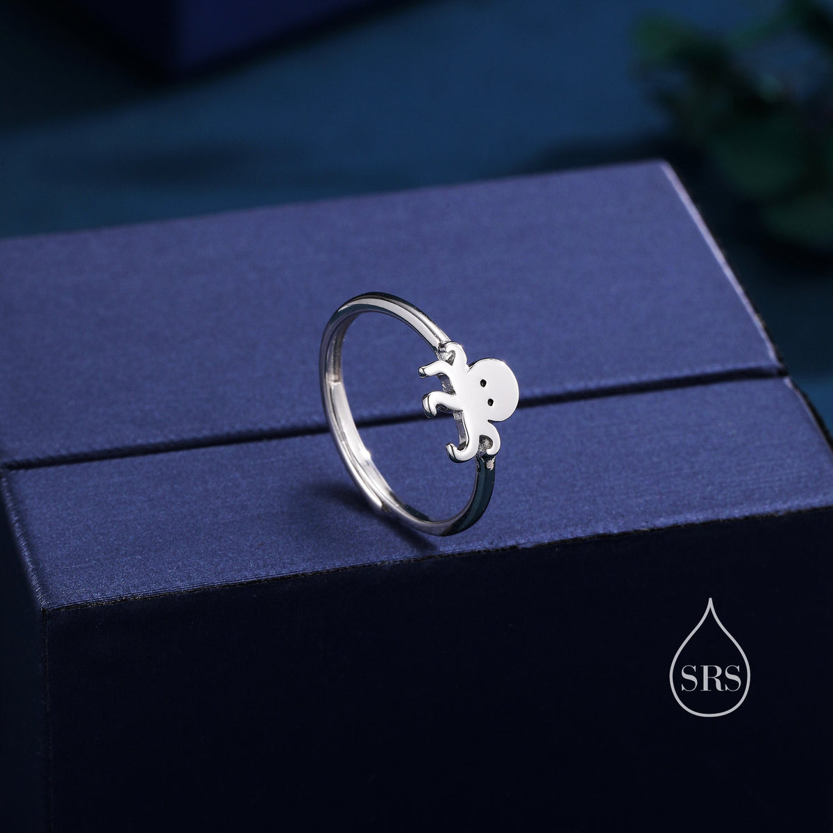 Sterling Silver Cute Little Octopus Ring, Adjustable Size, Cute Octopus Jewellery, Dainty and Delicate, Octopus Ring, Ocean Fish Ring