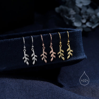 Dainty Olive Leaf Dangle Earrings in Sterling Silver, Silver, Gold or Rose Gold, Olive Branch Earrings, Nature Inspired Leaf Earrings