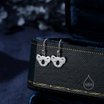 Koala Bear Drop Hook Earrings in Sterling Silver, Silver or Gold or Rose Gold, Koala Dangle Earrings, Koala Drop Earrings