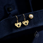 Koala Bear Drop Hook Earrings in Sterling Silver, Silver or Gold or Rose Gold, Koala Dangle Earrings, Koala Drop Earrings