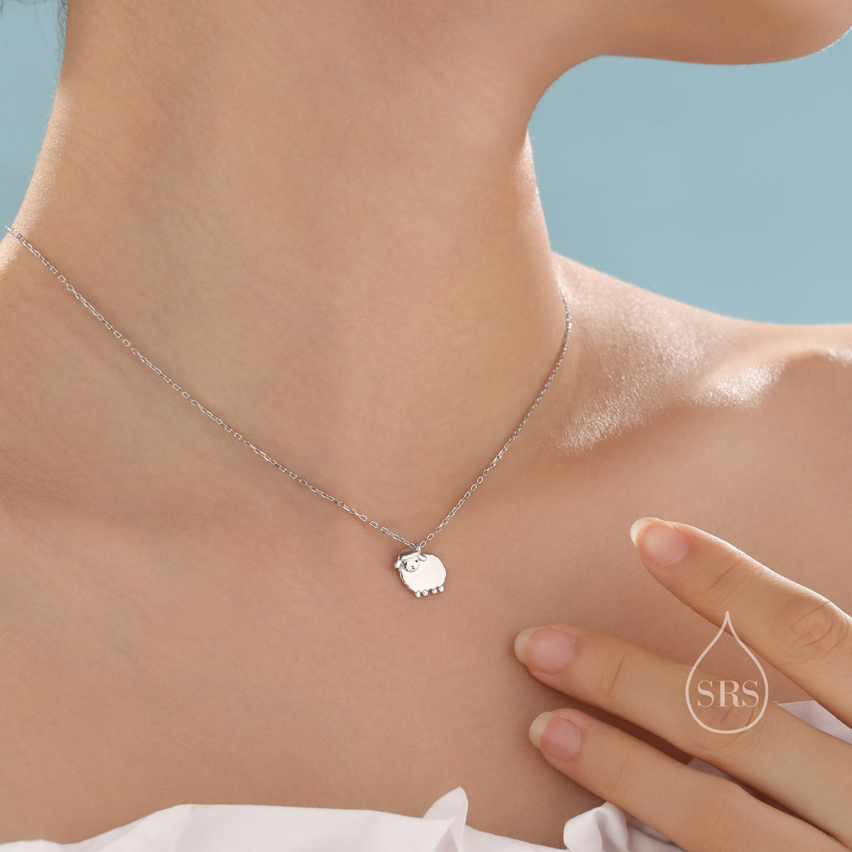 Fluffy Sheep Pendant Necklace in Sterling Silver, Silver, Gold or Rose Gold, Silver Sheep Necklace, Sheep Necklace