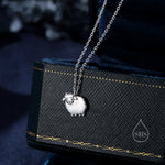 Fluffy Sheep Pendant Necklace in Sterling Silver, Silver, Gold or Rose Gold, Silver Sheep Necklace, Sheep Necklace