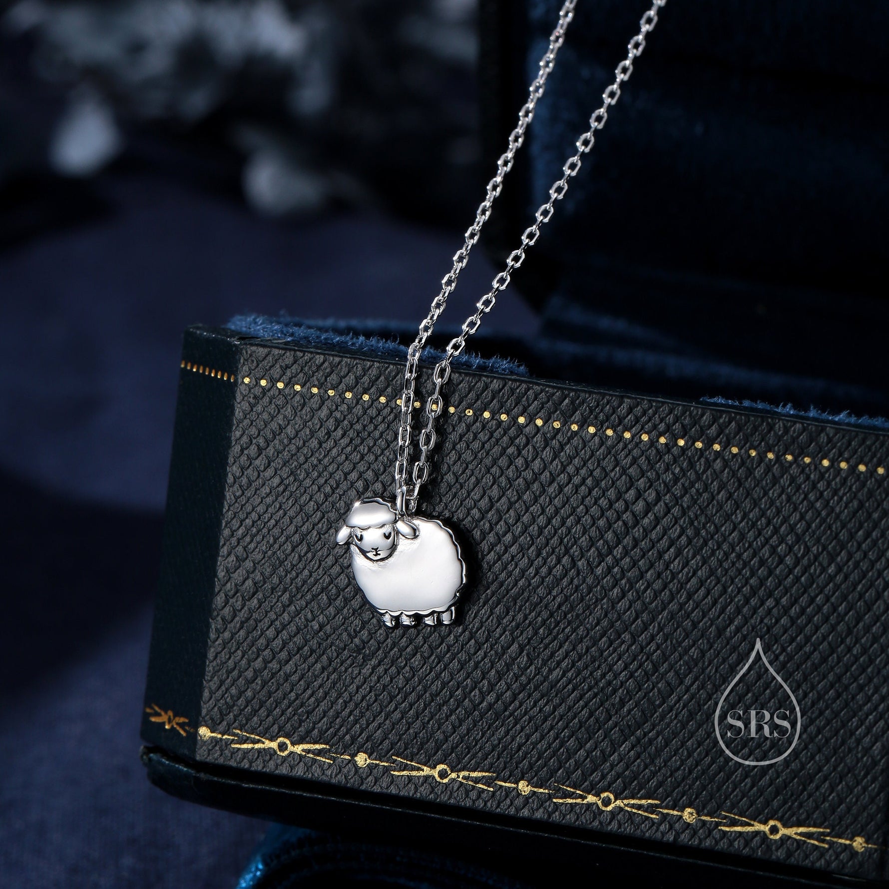 Fluffy Sheep Pendant Necklace in Sterling Silver, Silver, Gold or Rose Gold, Silver Sheep Necklace, Sheep Necklace