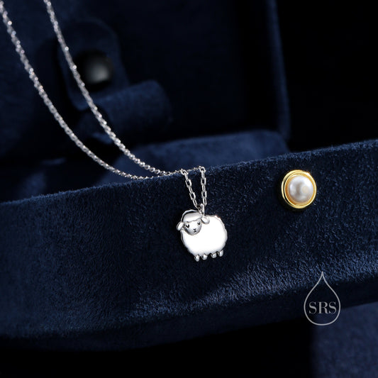 Fluffy Sheep Pendant Necklace in Sterling Silver, Silver, Gold or Rose Gold, Silver Sheep Necklace, Sheep Necklace