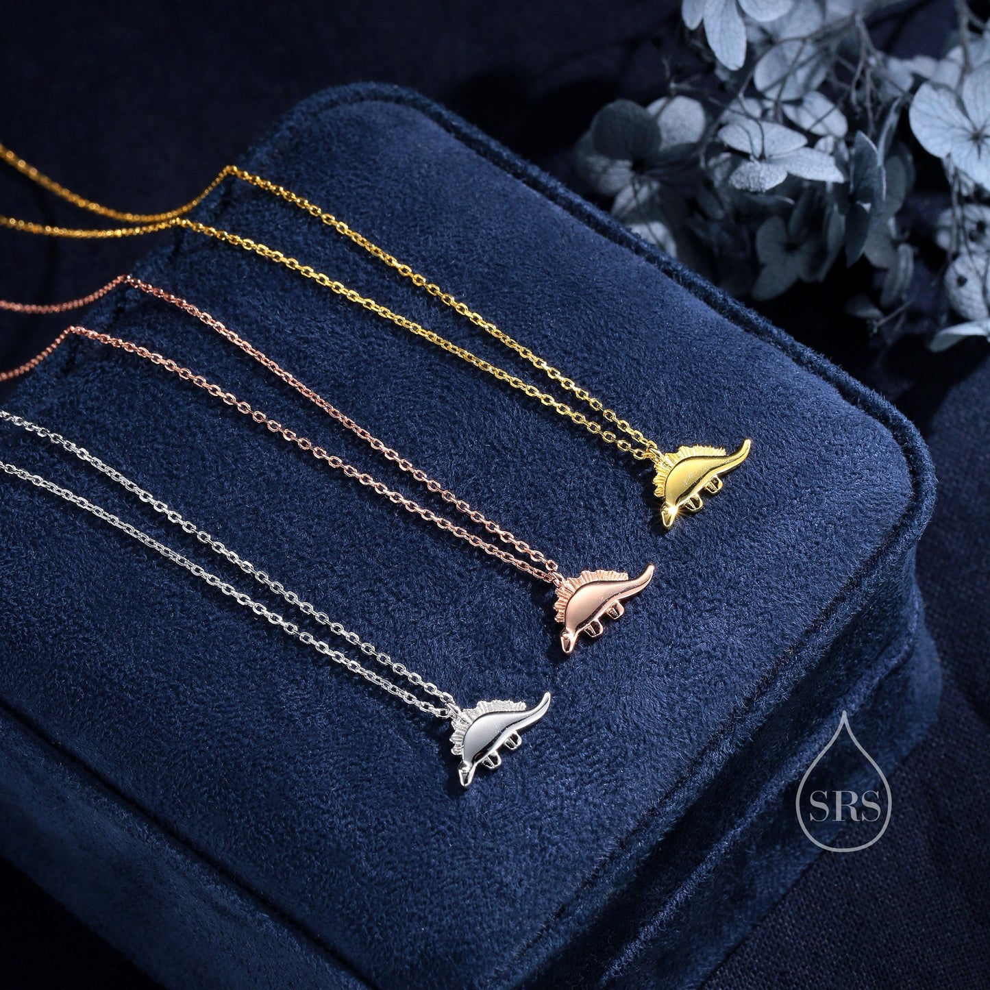 Cute Little Stegosaurus Pendant Necklace in Sterling Silver, Silver or Gold or Rose Gold, Stegosaurus Necklace in Silver